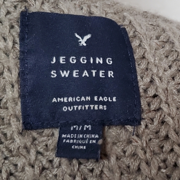 AMERICAN Eagle Outfitters Taupe Knit Wide Neck Oversized Jegging Sweater Medium - Picture 11 of 11